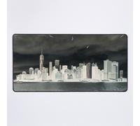 Grand Tapis de Souris Gaming pour Bureau skyline atmosphérique de Manhattan, photographie en noir et blanc pour architectes 75x40cm Antidérapante Clavi