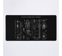 Grand Tapis de Souris Gaming pour Bureau SPACEX : Falcon 9 Super Heavy / Starship (pochoir blanc - sans arrière-plan) 75x40cm Antidérapante Clav
