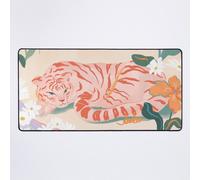 Grand Tapis de Souris Gaming pour Bureau Tigre rose dans un jardin sauvage 75x40cm Antidérapante Clavie