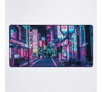 Grand Tapis de Souris Gaming pour Bureau Tokyo - Un pays des merveilles au néon 75x40cm Antidérapante Clavi