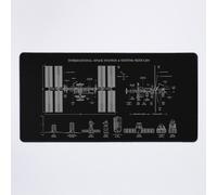 Grand Tapis de Souris Gaming pour Bureau Véhicules de visite de la Station spatiale internationale (ISS) (pochoir blanc - sans arrière-plan) 75x40cm Antidérapante Clav