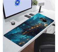 Grand Tapis de Souris Gaming Voilier Bleu XXL Mouse Pad 800x400x2 mm Tapis de Bureau Antidérapant avec Coutures sur Les Bords pour Gamer, Ordinateur, PC