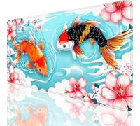 Grand Tapis De Souris Gaming XXL 1000 x 500 mm,Tapis de Souris Fleur Motif avec Bords Cousus,Imperméable Mouse Pad Gaming Accessoire pour Améliore la Précision et la Vitesse,Koï Design 100x50cm,o-106