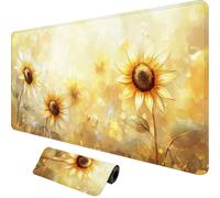 Grand Tapis De Souris Gaming XXL 1000 x 500 mm,Tapis de Souris Jaune avec Bords Cousus,Imperméable Mouse Pad Gaming Accessoire pour Améliore la Précision et la Vitesse,Fleur Design 100x50cm,o-751