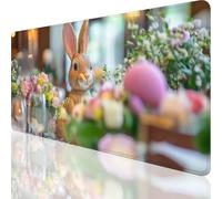 Grand Tapis De Souris Gaming XXL 1000 x 500 mm,Tapis de Souris Lapin avec Bords Cousus,Imperméable Mouse Pad Gaming Accessoire pour Améliore la Précision et la Vitesse,Pâques Design 100x50cm,o-250