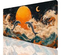 Grand Tapis De Souris Gaming XXL 1200 x 600 mm,Tapis de Souris Coucher de Soleil avec Bords Cousus,Imperméable Mouse Pad Gaming Accessoire, Améliore la Précision et la Vitesse,Dauphin 120x60cm,o-244