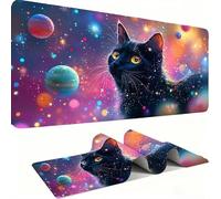 Grand Tapis de Souris Gaming XXL, Tapis Base Caoutchouc Antidérapante imperméable, Grand Tapis de Souris étendu Glissement Facile, Résistant AuxDurable -La Planète Black Cat 150 x 80 x 0.3 CM j0xk784