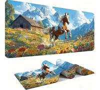 Grand Tapis de Souris Gaming XXL, Tapis Base Caoutchouc Antidérapante imperméable, Grand Tapis de Souris étendu Glissement Facile, Résistant AuxDurable -Le Chalet du Cheval 150 x 80 x 0.3 CM j0xk-538