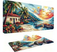 Grand Tapis de Souris Gaming XXL, Tapis Base en Caoutchouc Antidérapante imperméable, Grand Tapis de Souris étendu Glissement Facile,Durable -Cottage en Bord De Mer 150 x 80 x 0.3 CM j0xk-814