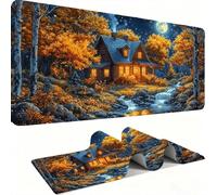 Grand Tapis de Souris Gaming XXL, Tapis Base en Caoutchouc Antidérapante imperméable, Grand Tapis de Souris étendu Glissement Facile, Résistant AuxDurable -Chalet d'automne 90 x 40 x 0.3 CM j0xk-284