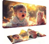 Grand Tapis de Souris Gaming XXL, Tapis Base en Caoutchouc Antidérapante imperméable, Grand Tapis de Souris étendu Glissement Facile, Résistant AuxDurable -Le Chat Trésor 90 x 40 x 0.3 CM j0xk-1030