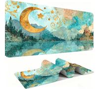 Grand Tapis de Souris Gaming XXL, Tapis Base en Caoutchouc Antidérapante imperméable, Grand Tapis de Souris étendu Glissement Facile, Résistant - Le Ciel Étoilé/Le Lac 80 x 40 x 0.3 cm j0zj-14