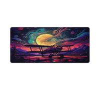 Grand tapis de souris Gmaing photo d'un planeur dans l'espace tapis de souris de style 40x90cm sous main pour clavier bords cousus surface lisse pour le contrôle de la vitesse base antidérapante