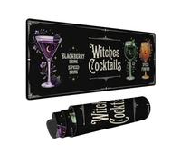 Grand tapis de souris Halloween thème cocktail sorcière 30,5 x 81,3 cm | Décoration de cuisine gothique, sous-main, accents de lune céleste, menu de boissons mystiques, sous-main étendu