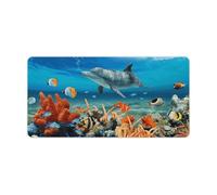 Grand tapis de souris imprimé dauphins bleus, tapis de bureau imperméable, tapis de clavier d'ordinateur portable pour l'école, le bureau, la maison, 30,5 x 61 cm
