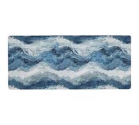 Grand tapis de souris inlavable bleu et gris pour écrire, 80 x 30 cm