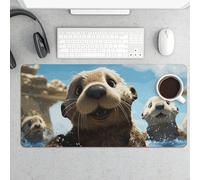 Grand tapis de souris, joli sous-main imprimé loutre de mer, tapis de bureau imperméable pour clavier et souris, base en caoutchouc antidérapant, tapis de souris de jeu, pour bureau et maison, 30 x 60