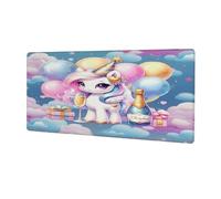 Grand tapis de souris licorne avec ballon mignon, long tapis de bureau pour jeux vidéo, antidérapant en caoutchouc, grand tapis de souris imperméable, protection pour ordinateur portable, idéal pour l