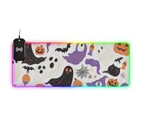 Grand tapis de souris lumineux pour bureau Motif fantômes d'Halloween Blanc 90 x 40 cm