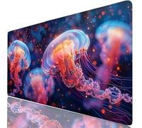 Grand Tapis de Souris Méduse XL 1200 x 600 x 3mm sous Main Bureau, Surface Lisse Confortable, Animal Tapis Souris Gaming avec Bords Cousus Renforcés, Protection de Table Imperméable, Cadeau H0-476