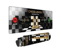 Grand tapis de souris moderne sur le thème des appels entrants pour | Tapis d'échec, tapis de clavier, pièces d'échecs dorées, graphique d'appel téléphonique, espace de travail étendu