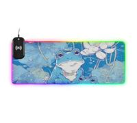 Grand tapis de souris motif crapaud de dessin animé, bleu ciel, chargement filaire, brillant, antidérapant, 89,9 x 40,9 cm, grand tapis de souris