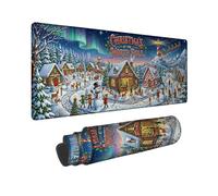 Grand tapis de souris Motif scène de village du pôle Nord 30,5 x 81,3 cm | Paysage de cabane enneigée, sous-main, atmosphère hivernale festive, thème de vacances nostalgique, fond atmosphérique