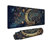 Grand tapis de souris mystique avec lune céleste et croissant d'arbre 40,6 | Motif arbre céleste, tapis de clavier, ciel étoilé, thème cosmique, décoration d'espace de travail mystique, surface étendue