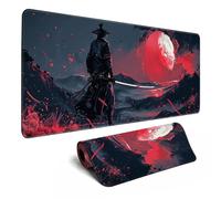 Grand tapis de souris noir, motif dragon japonais blanc, taille XL, tapis de souris de jeu pour homme, avec bords cousus, antidérapant, 80 x 40,1 cm.