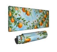 Grand tapis de souris orange, printemps, nature, fleur, feuille, orange, caoutchouc antidérapant, XL, bord cousu, accessoires de bureau pour ordinateur portable, ordinateur portable, 40,6 x 91,4 cm