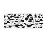 Grand tapis de souris panda géant noir avec base en caoutchouc antidérapant étendue avec bords cousus pour jeux vidéo, ordinateur de bureau, grand tapis de souris 30 x 80 cm