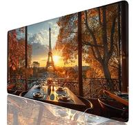 Grand Tapis de Souris Paris XL 1200 x 600 x 3mm sous Main Bureau, Surface Lisse Confortable, Paysage Tapis Souris Gaming avec Bords Cousus Renforcés, Protection de Table Imperméable, Cadeau H0-449