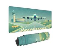 Grand Tapis de Souris Piste d'atterrissage d'avion Blanc, Base Antidérapant Tapis de Souris XXL Mouse Pad pour Ordinateur Bureau Travail