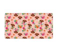 Grand tapis de souris pour bureau, gaming, clavier, ordinateur portable, compatible avec le petit chien Golden Retriever, motif floral rose, 40 x 75 cm