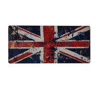 Grand tapis de souris pour bureau, motif drapeau Union Jack rétro à bords cousus, 90,2 x 40,6 cm, décoration de bureau