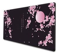 Grand tapis de souris pour clavier de style japonais, fleurs de cerisier, base en caoutchouc antidérapant avec bords cousus, XXL, pour ordinateur, ordinateur portable, PC, 80 x 40 cm