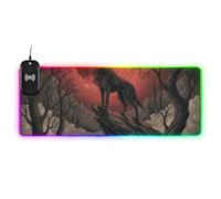 Grand tapis de souris pour Halloween, gothique, loup, sang, lune, chargement par fil, pour bureau, écriture lumineuse, 90 x 40 cm