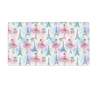 Grand tapis de souris pour ordinateur de bureau, protection étanche pour ordinateur portable, tapis de souris de jeu compatible avec danseuse de ballet, ballerine, Tour Eiffel, pour l'école, le bureau