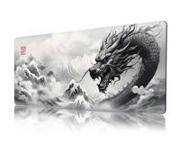 Grand tapis de souris ProbTis motif dragon noir et blanc, style japonais, XXL, pour clavier de jeu, d coration orientale, protection de bureau t