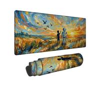 Grand tapis de souris robot impressionnisme paysage enfant ciel été orange caoutchouc lavable extension tapis de souris accessoires pour bureau maison ordinateur portable 40,6 x 91,4 cm
