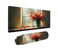 Grand Tapis de Souris Rouge Tapis de Souris Gaming XXL Accessoires Bureau, Clavier Mousepad Bouquet avec Base Antidérapante et Bords Cousus pour Bureau Domicile, Cadeau Homme 800 x 300 x 3MM -2510L90