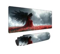Grand Tapis de Souris Rouge Tapis de Souris Gaming XXL Accessoires Bureau, Clavier Mousepad DéMon avec Base Antidérapante et Bords Cousus pour Bureau Domicile, Cadeau Homme 900 x 400 x 3MM -2510Q55