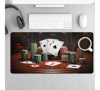 Grand tapis de souris, tapis de bureau de tournoi de poker imperméable pour clavier et souris, base en caoutchouc antidérapant, tapis de souris de jeu, pour bureau et maison, 30 x 60 cm