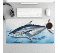 Grand tapis de souris, thunnus bleu thon rouge, tapis de bureau imperméable pour clavier et souris, base en caoutchouc antidérapant, tapis de souris de jeu, pour bureau et maison, 30 x 60 cm