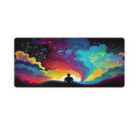 Grand Tapis de Souris Un Homme Observant Les étoiles IA Art Tapis de Souris Lavable pour capteurs de Jeu Faible frottement Antidérapant Mac et PC Accessoires de Jeu 40x90cm