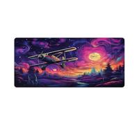 Grand tapis de souris Une photo d'avion planeur dans le domaine spatial dans le style imperméable 40x90cm Dessous de table Surface lisse douce et base en caoutchouc antidérapante Imperméable Doux
