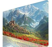 Grand Tapis de Souris Village XL 700 x 400 x 3mm sous Main Bureau, Surface Lisse Confortable, Pavot Tapis Souris Gaming avec Bords Cousus Renforcés, Protection de Table Imperméable, Cadeau H0-854