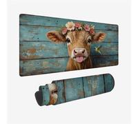 Grand Tapis de Souris XXL 27.5 x 11.8 inch, Fleur Tapis de Souris Gamer Cow-Boy Motifs, Mousepad avec Bords Cousus et Antidérapant Imperméable, Mousepad pour Gamer, PC, Ordinateur, Bureau, Model 683