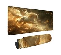 Grand Tapis de Souris XXL 900 x 300 mm, Licorne Tapis Souris Blanc Motif avec Base en Caoutchouc Antidérapant Désign, Imperméable Mouse Pad avec Bords Cousus, Accessoire Bureau, Cadeau -zzg2505Z8