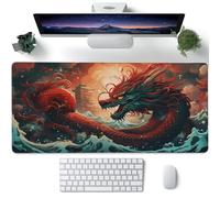 Grand tapis de souris XXL, grand tapis de souris de jeu motif dragon chinois pour bureau, sous-main pour clavier d'ordinateur étendu, base antidérapante et bords cousus, 89,9 x 40 cm